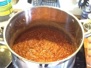 Tomatoes and Soya Mince Added